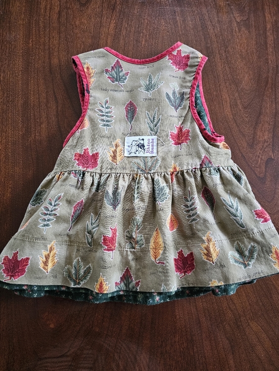 Rhino Rumba Other - Rhino Rumba Reversible Floral & Leaf Dress 6M, Forest Green And Tan, Cottagecore